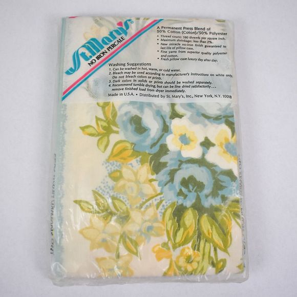 Vintage Sheets Blue Cabbage Roses Grand Millennial - Picture 7 of 8